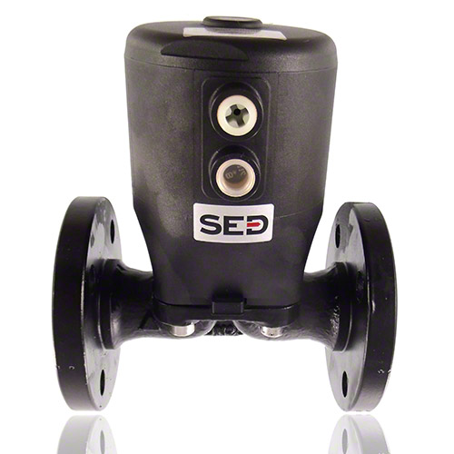 2/2-Wege-Metallflansch-Membranventil, Funktion DA, Steuerluftanschluss 90&deg; zum Durchfluss