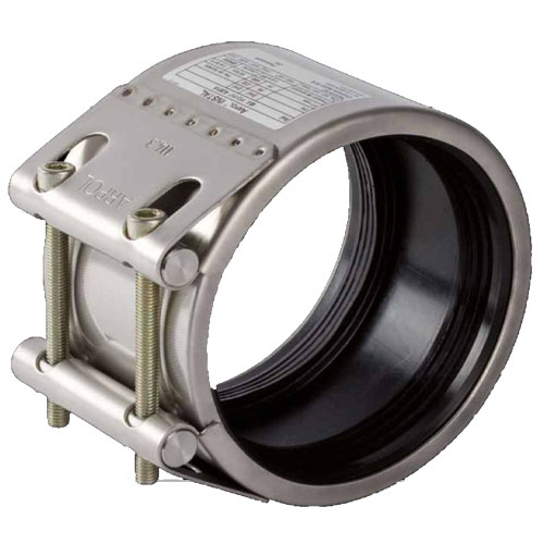 Edelstahl Rohrkupplung Typ INSTAL, Breite 95, Qualit&auml;t A2, EPDM Dichtmanschette